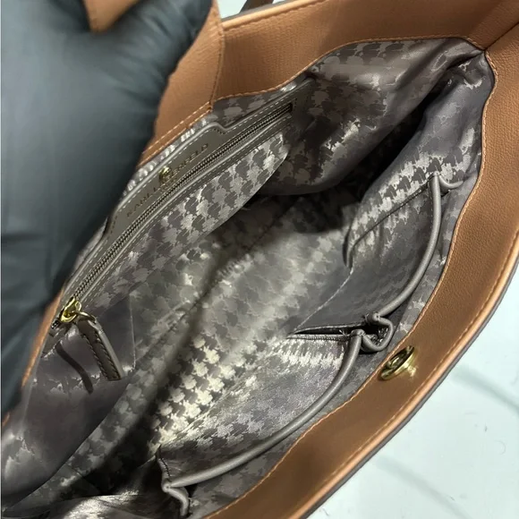 Karl Lagerfeld Paris Monogram Tote Bag Brown Logo Canvas Shoulder Bag w/ Charms - Picture 11 of 12